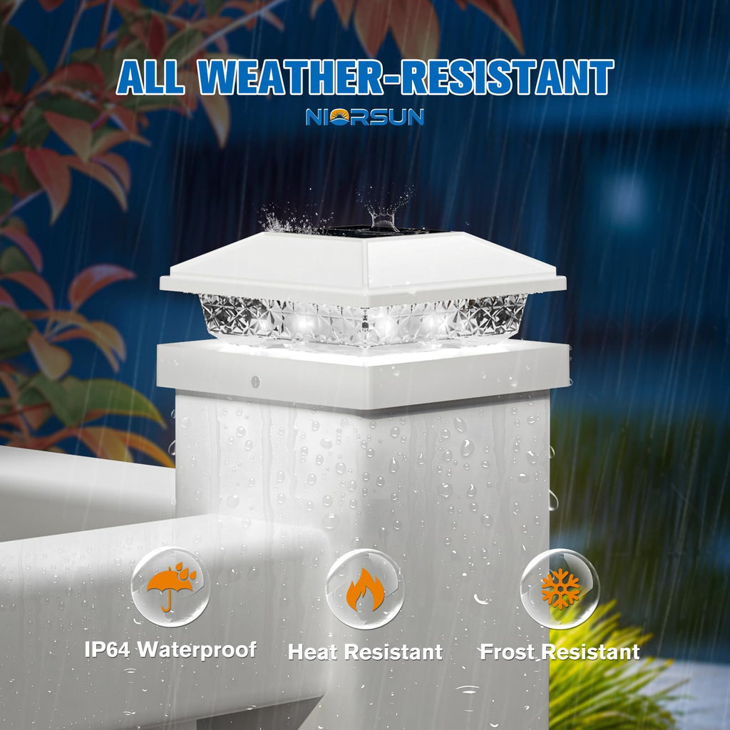Solar Post Cap Lights,4x4 Post Solar Light Cool White,White 12 Pack
