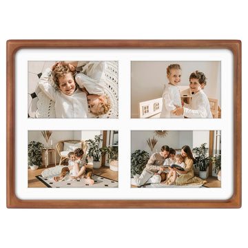 4x6 Collage Picture Frame, Solid Wood & Real Glass, 4 Photos