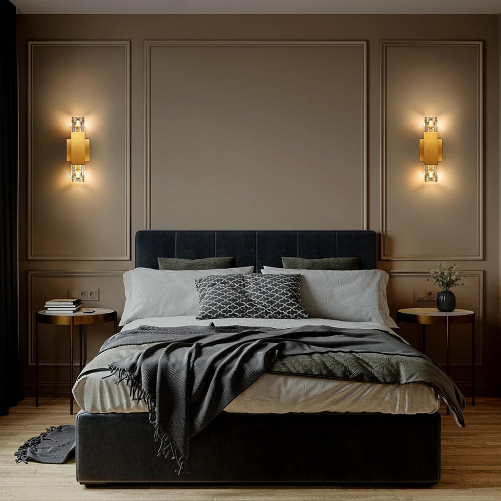 Crystal wall Sconces,Gold Wall Light Fixtures,Modern Vanity Lights for Bathroom,Luxury Indoor wall Lighting,Vanity