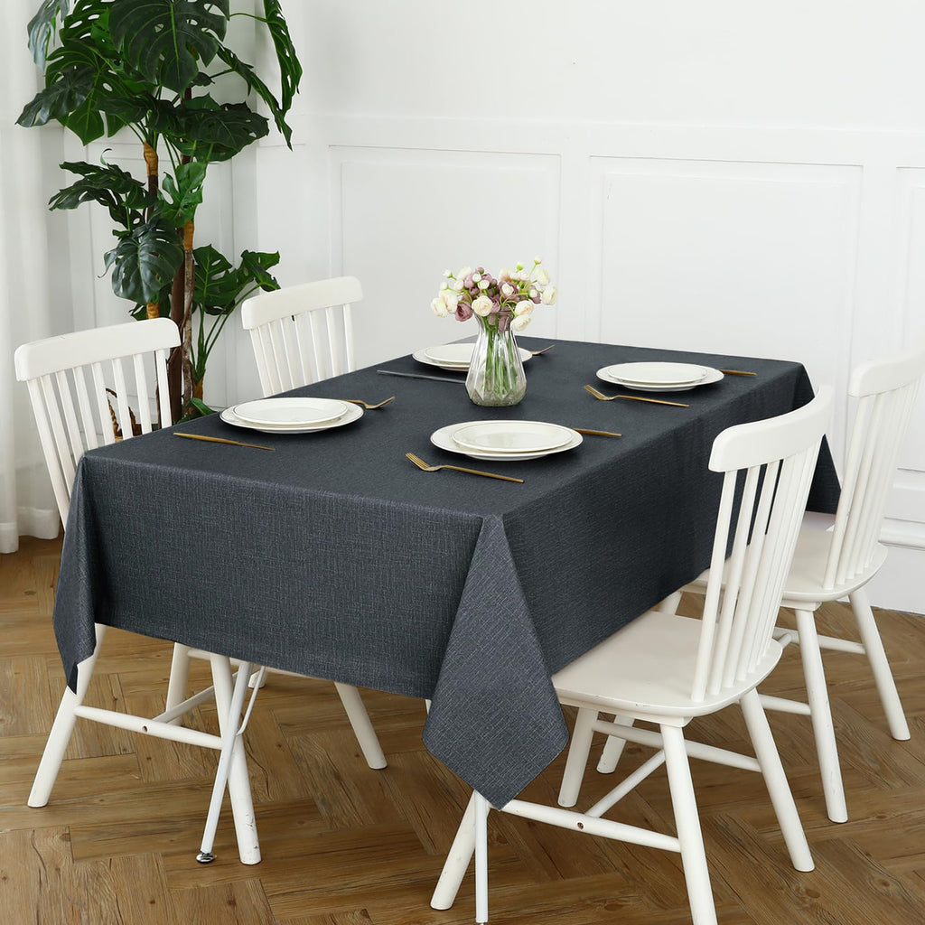 Waterproof Vinyl Tablecloth Rectangle, 54 x 78 Inch, Charcoal