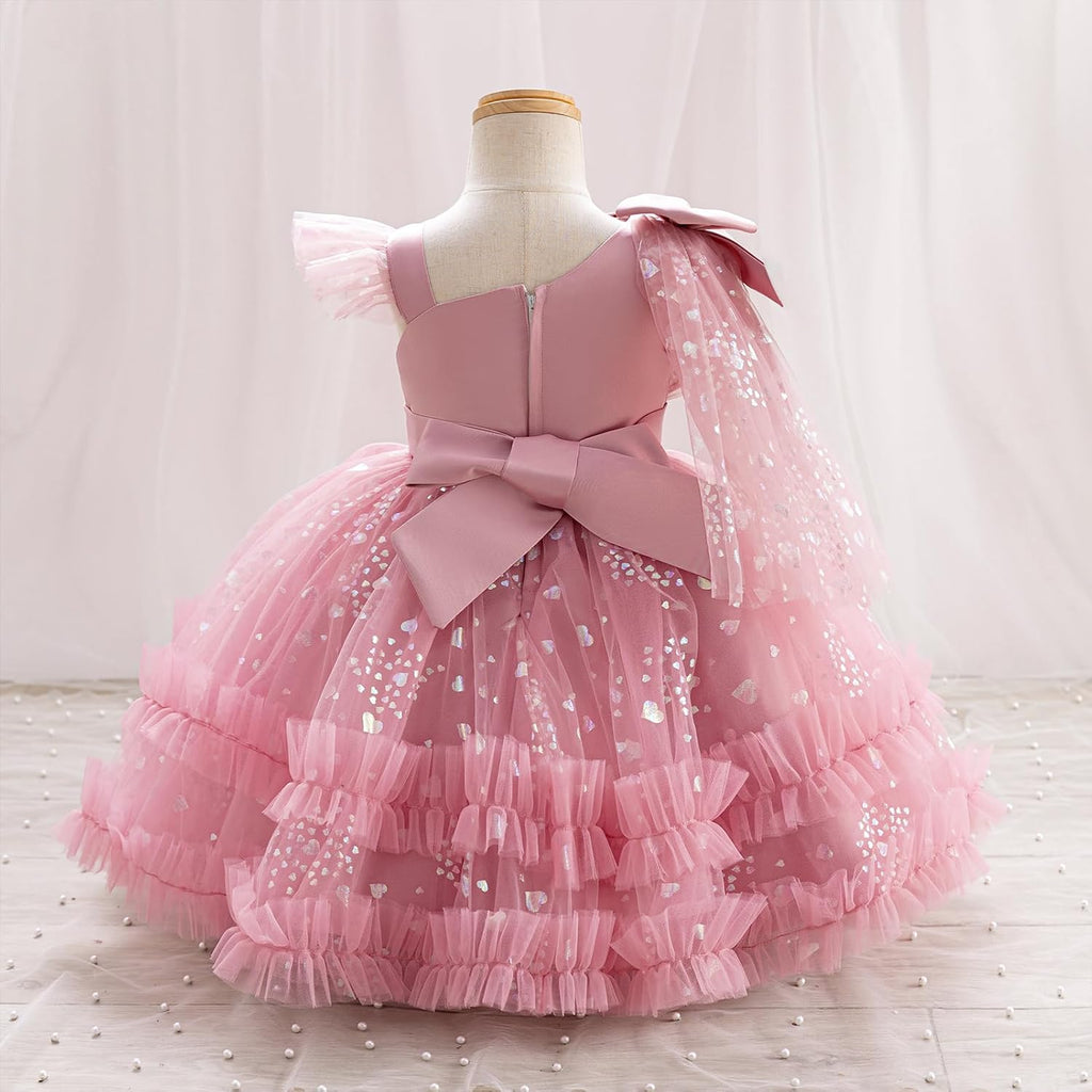Girls Birthday Party Dress Heart Glitters Tulle Princess Dress Toddler Flower Girl Wedding Prom Pageant Dress