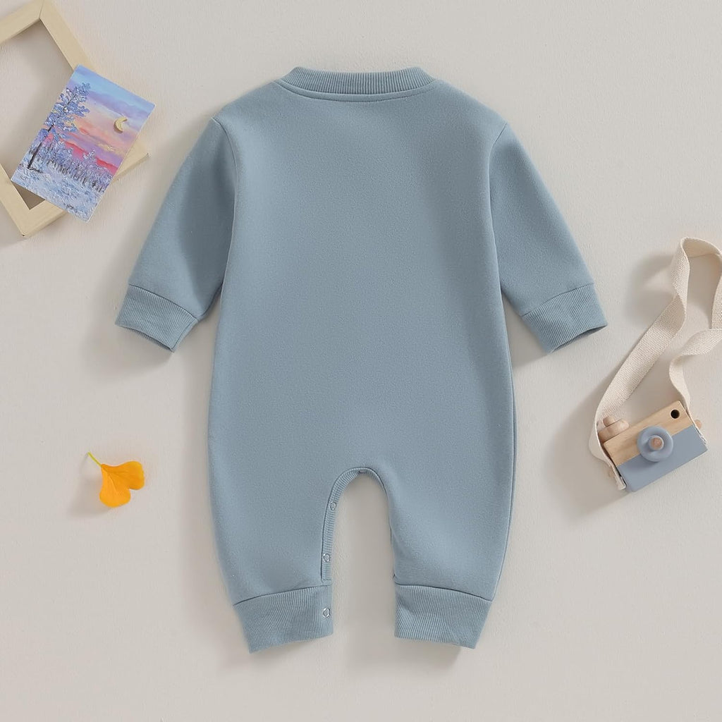 Baby Boy Girl Clothes Basic Solid Color Fleece Long Sleeve Romper Jumpsuit One-Piece Bodysuit Winter Clothes