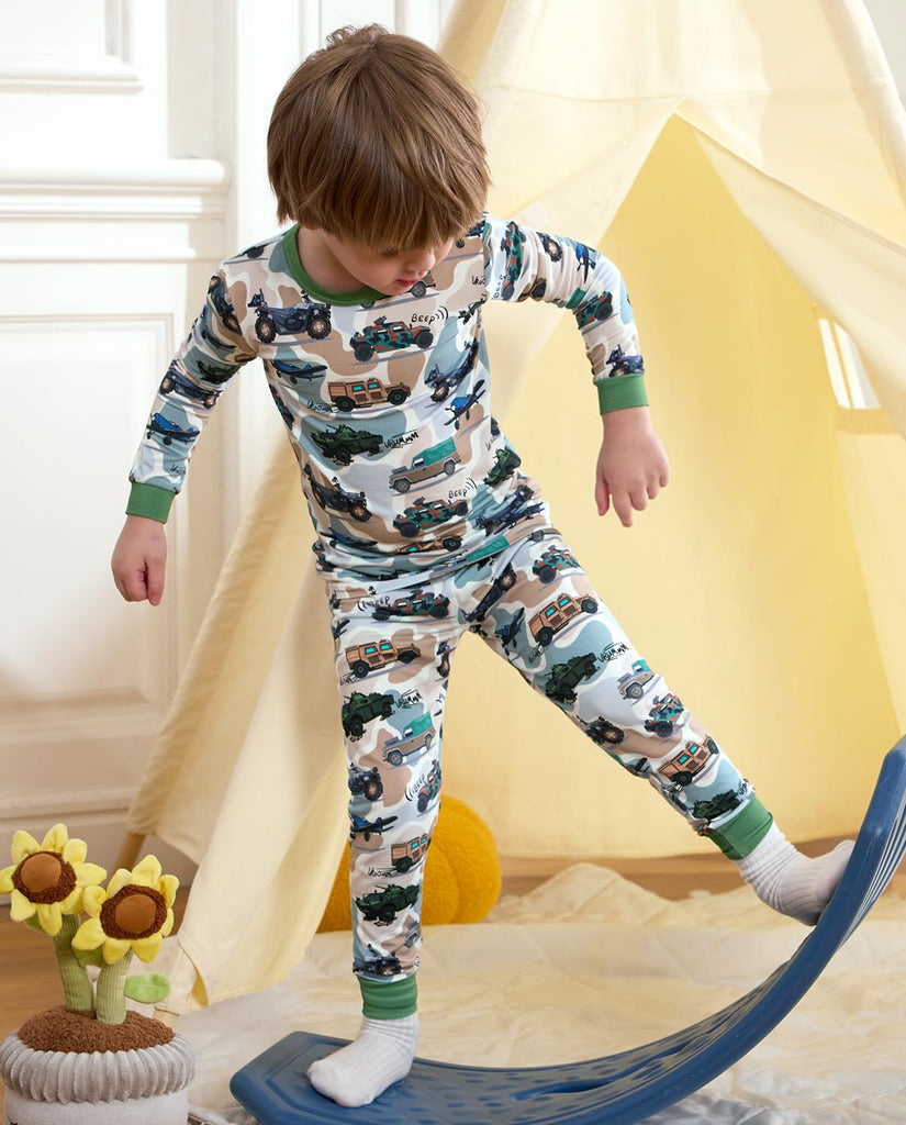 Bamboo Viscose Toddler Kids Pajamas Set, Long Sleeve Boys