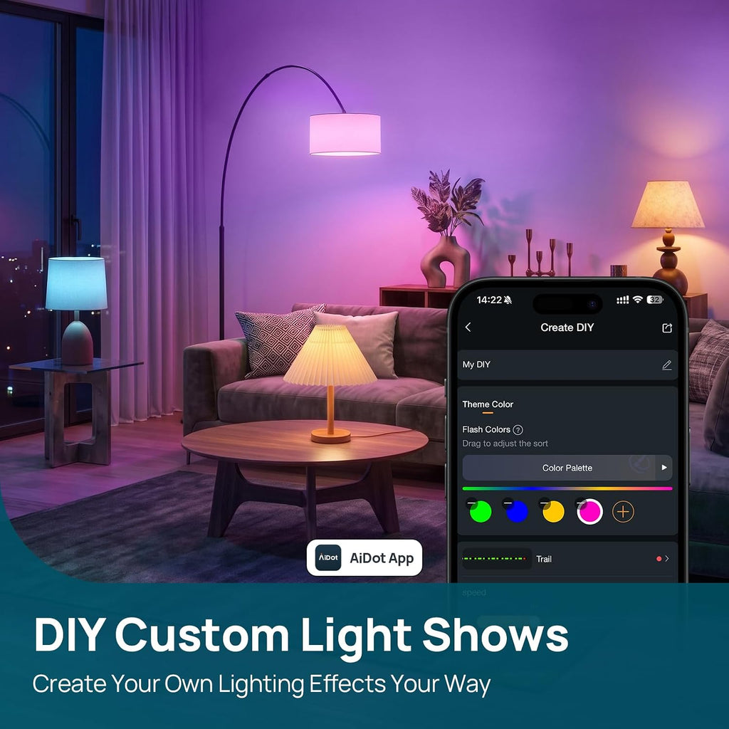 Smart Light Bulbs, Compatibale with Alexa, Google Home, AiDot