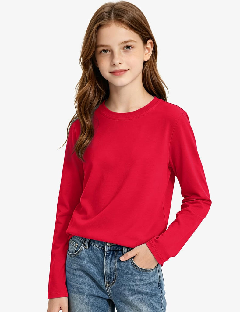 Girls Long Sleeve Shirts Kids Cotton T-Shirts Tees Basic Girls Tops