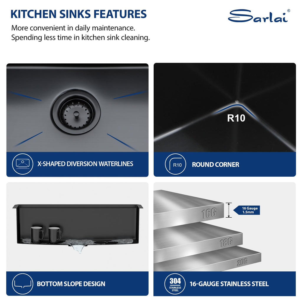 33 Matte Black Undermount Kitchen Sink Workstation 33x19 Inch Sinks