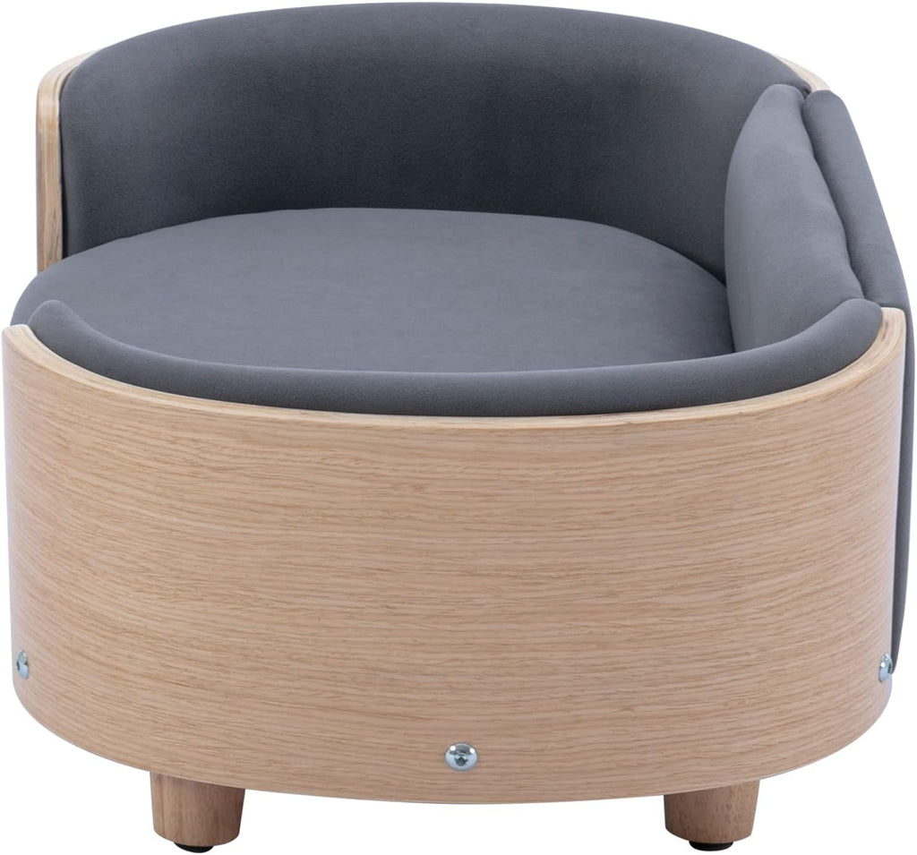 Elevated Small Dog Sofa with Solid Wood Legs, Modern Velvet Pet Sofa Bed for Small Dogs, Mid-Century Style