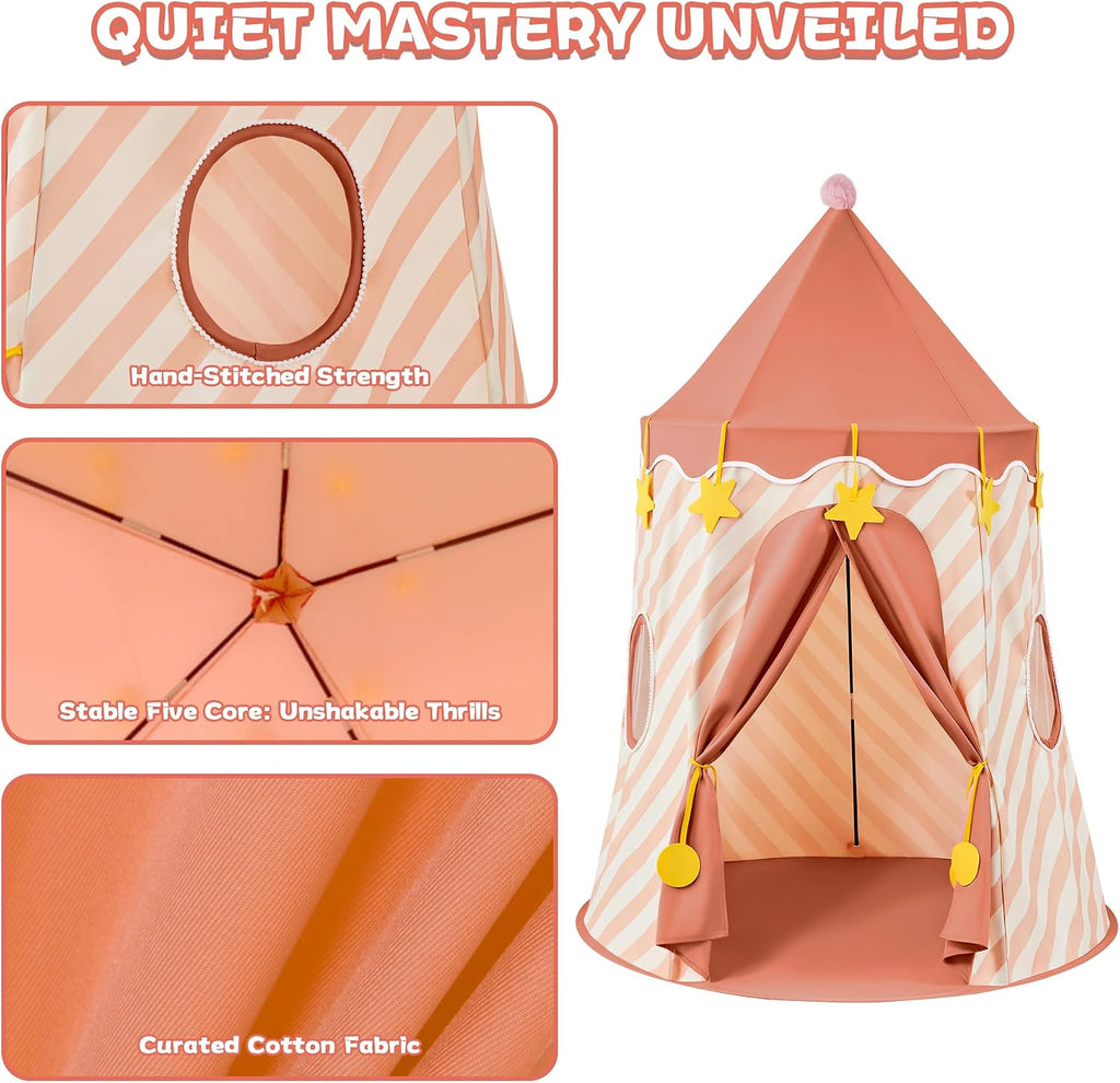 Kids Play Tent, Princess Castle Pop Up Tent Kids with Star and Window, Portable Toddler Play Tent Indoor