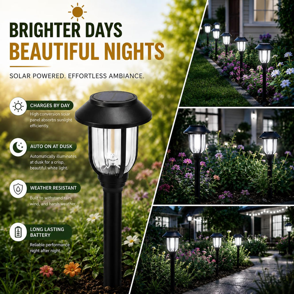Solar Lights Outdoor 8 Pack, Cool White Solar Pathway Lights, Auto On/Off,Waterproof Solar Powered LED Landscape