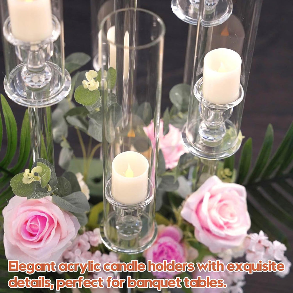 4 Set 5 Arm Acrylic Candle Holder, Mjkeomo 22'' Tall Candelabra Centerpieces for Tables, Candlesticks Holder with
