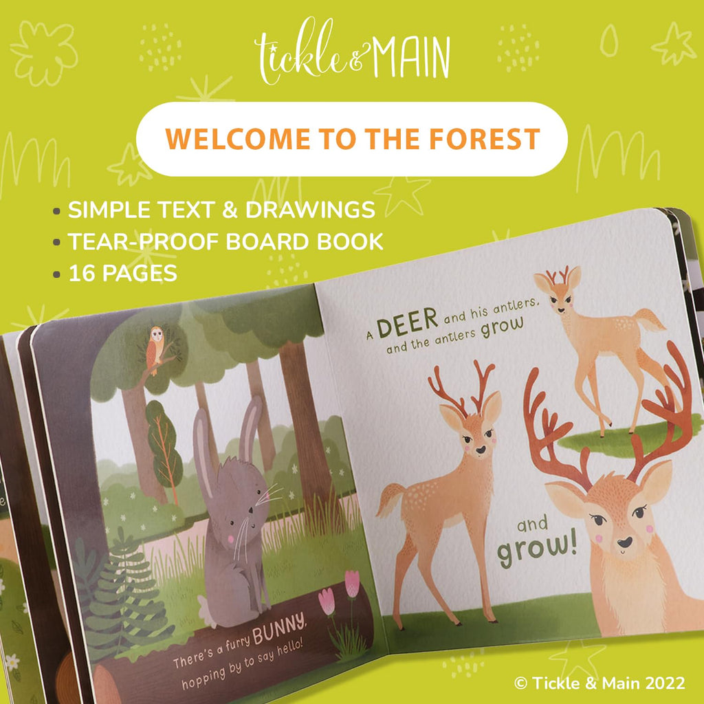 Forest Animal Newborn Gift Set - Piece, 26 x 29 in Cotton Swaddle Blanket - Plush Tree Rattle & Storybook