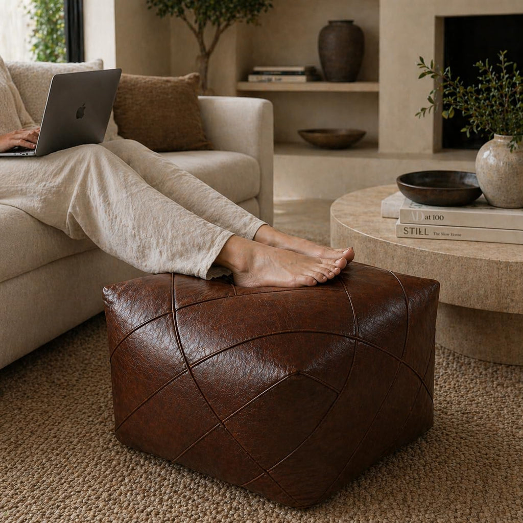 Pouf - Delivered Unstuffed - Ottoman, Footstool, Footrest, Hassock, Floor Cushion - Modern Living Room, Artisan