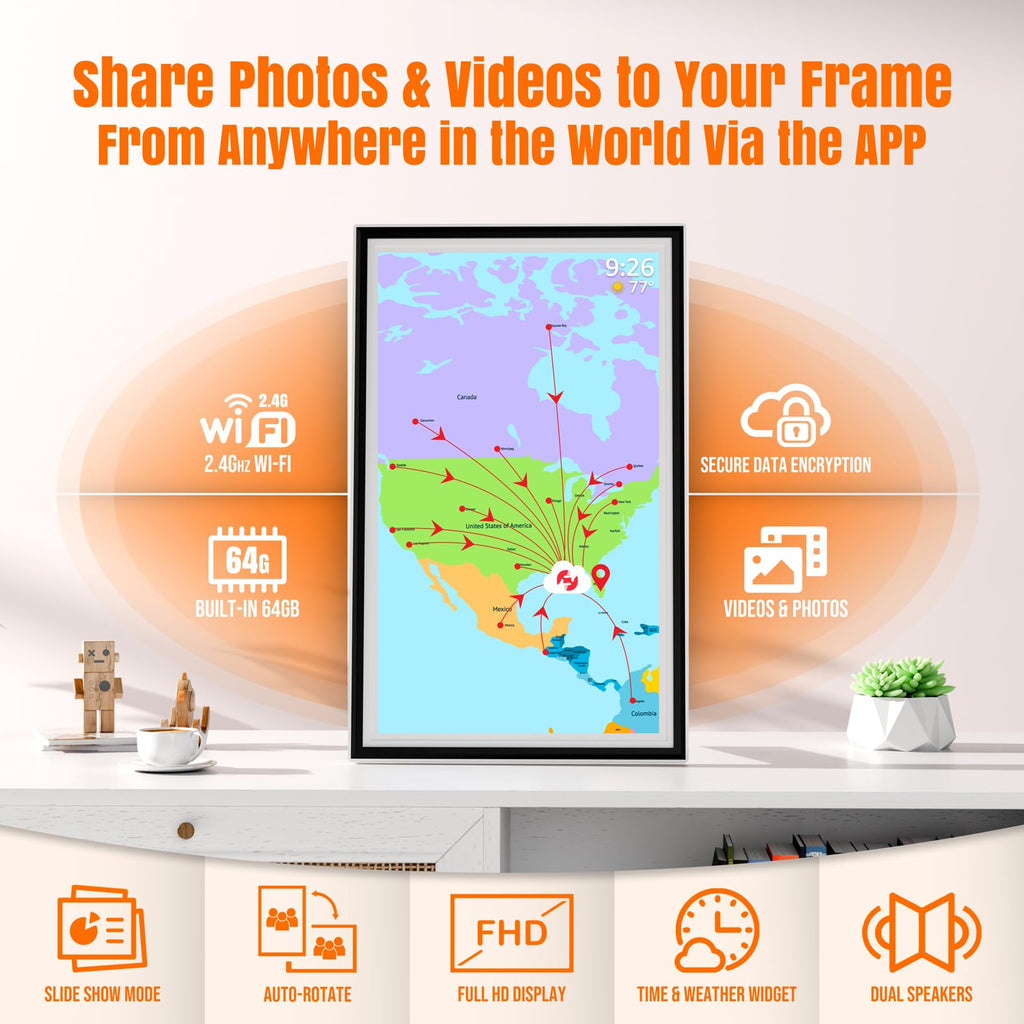 Large Digital Picture Frame with WiFi, 15.6" Full HD Touchscreen 64GB