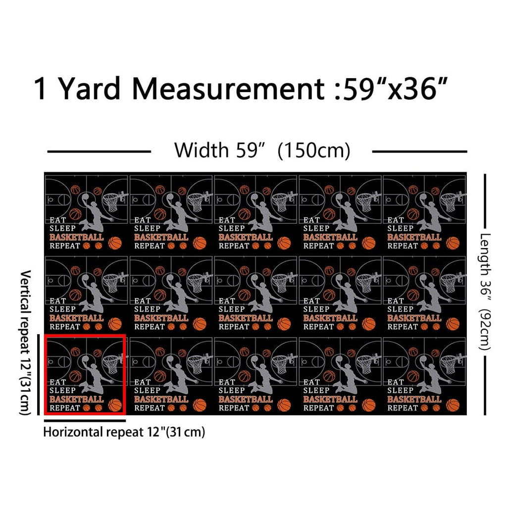 Basketball Soft Polyester No Stretch Fabric Basketball Hoop DIY Sewing Fabric by The Yard Balls Sport Game Theme
