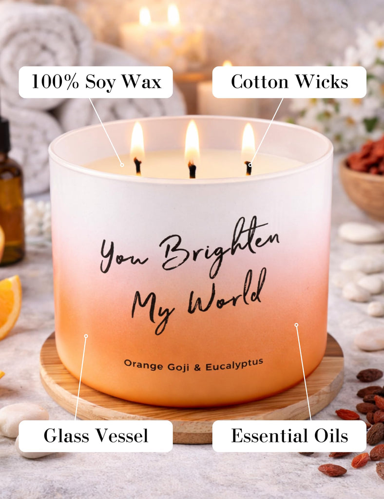 Orange Goji Eucalyptus 3-Wick Scented Candle, Citrus Berry Scent, 15.8 Oz