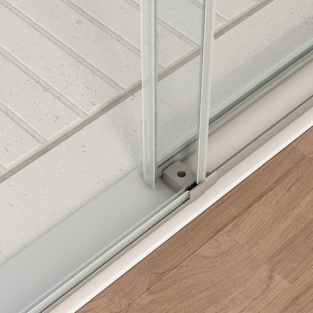 Frameless Shower Door, 51-55" W x 76" H Sliding Shower Door with Handle