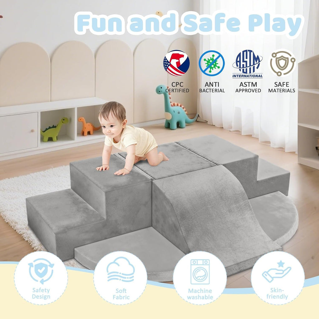 Piece Toddler Climbing Toys Indoor,Baby Climbing Blocks(Gray)
