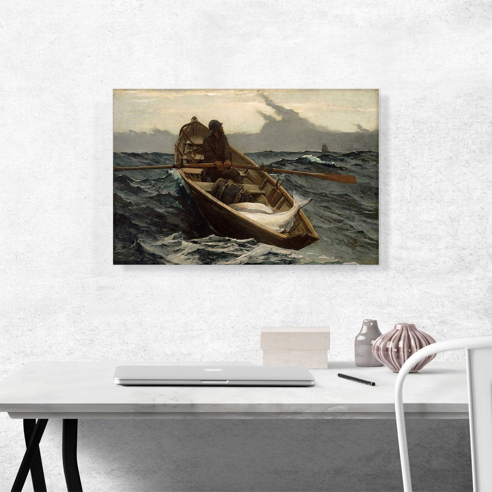 Fog Warning 1885 Canvas Art Print Stretched Framed Painting Picture Poster Giclee Wall Decor by Winslow Homer - 26" x