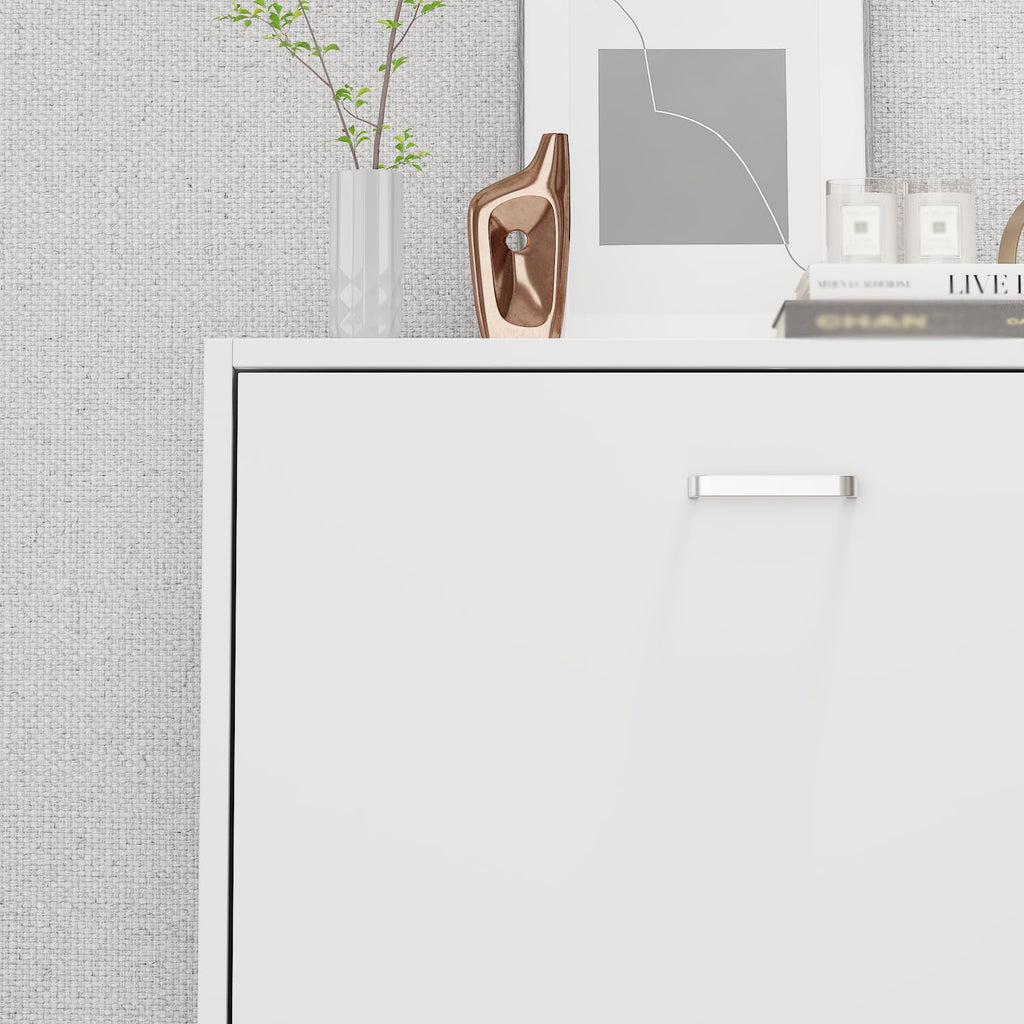 Shoe Storage Cabinet with 3 Flip Drawers, Modern White