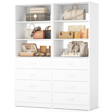 Closet Drawers Organizer System, 3.54FT Wood Closet System with 4 Drawers, Modular Walk-in Closets Storage Unit, Tall