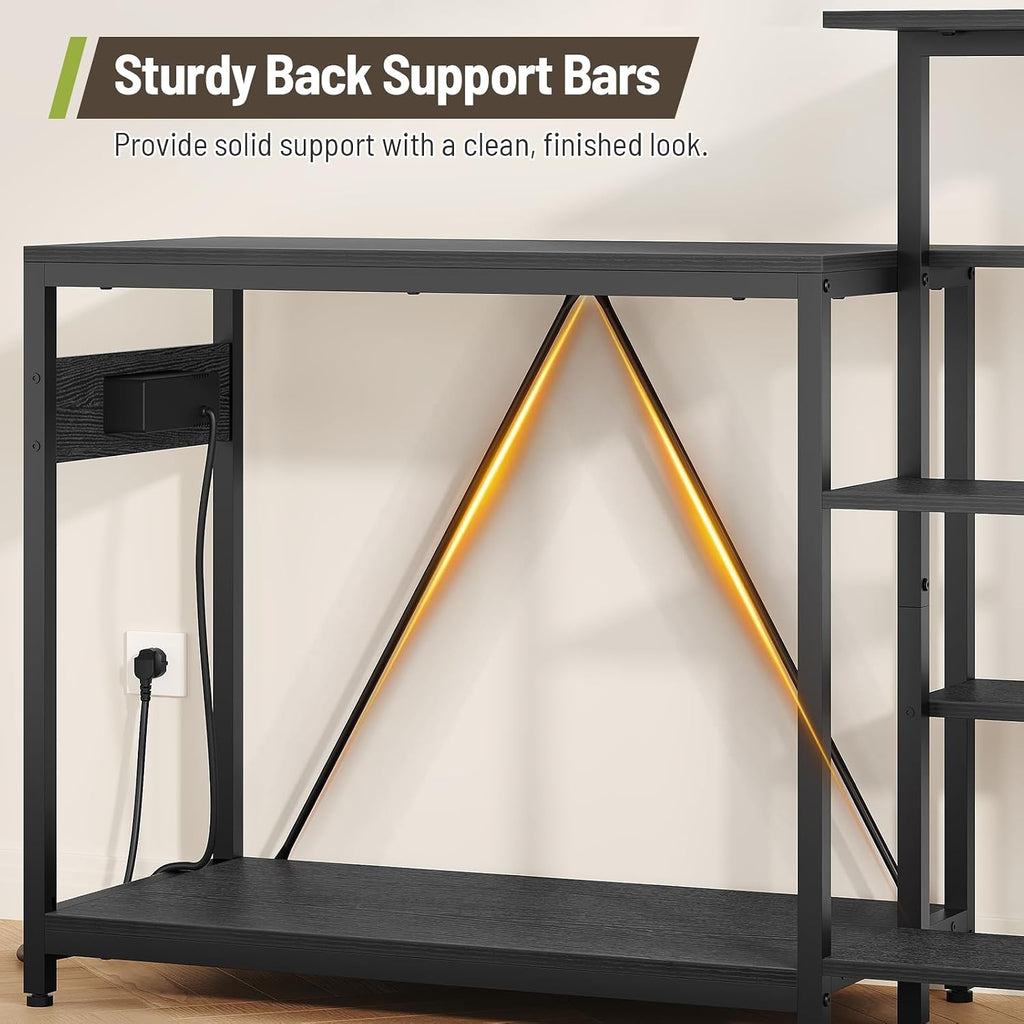 20-29-37 Gallon Fish Tank Stand with Power Outlet & Side Shelf