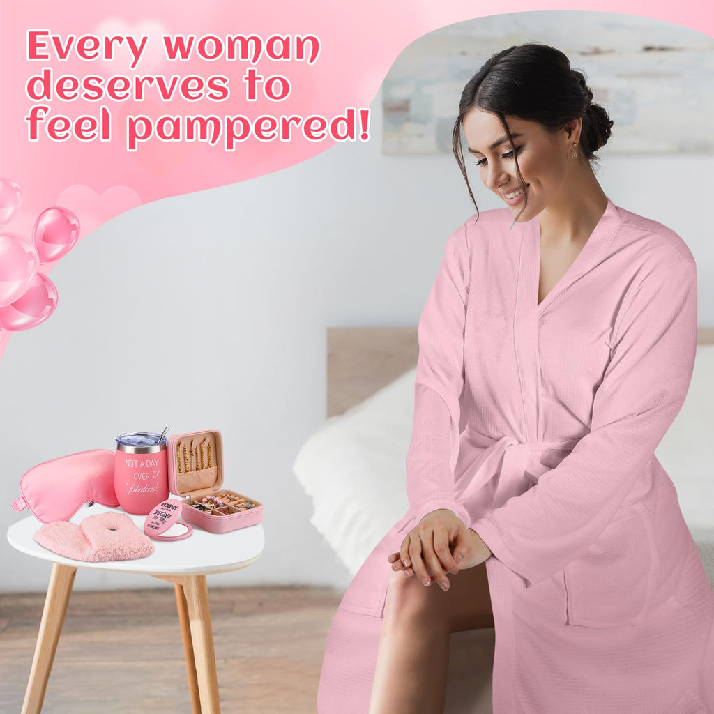 13 Pcs Birthday Gift for Women Spa Basket Set, pink
