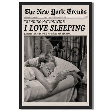 Trendy Black and White Newspaper Wall Art Framed Retro Magazine Poster New York Trends Canvas Print Cozy Aesthetic