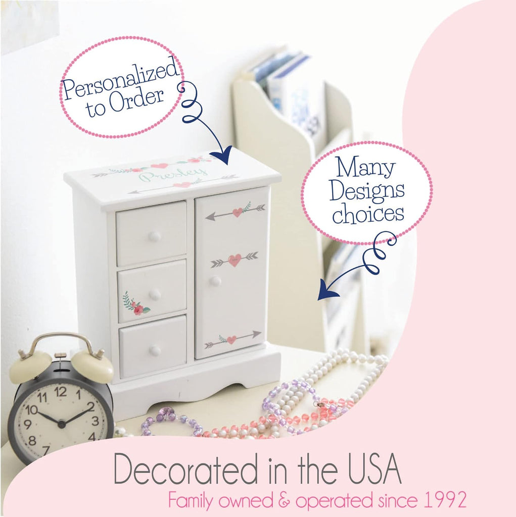 Personalized Jewelry Box Amoire Tall Wood Organizer Chest for Girls | Birthday Gift for Girls (Little Mermaid)