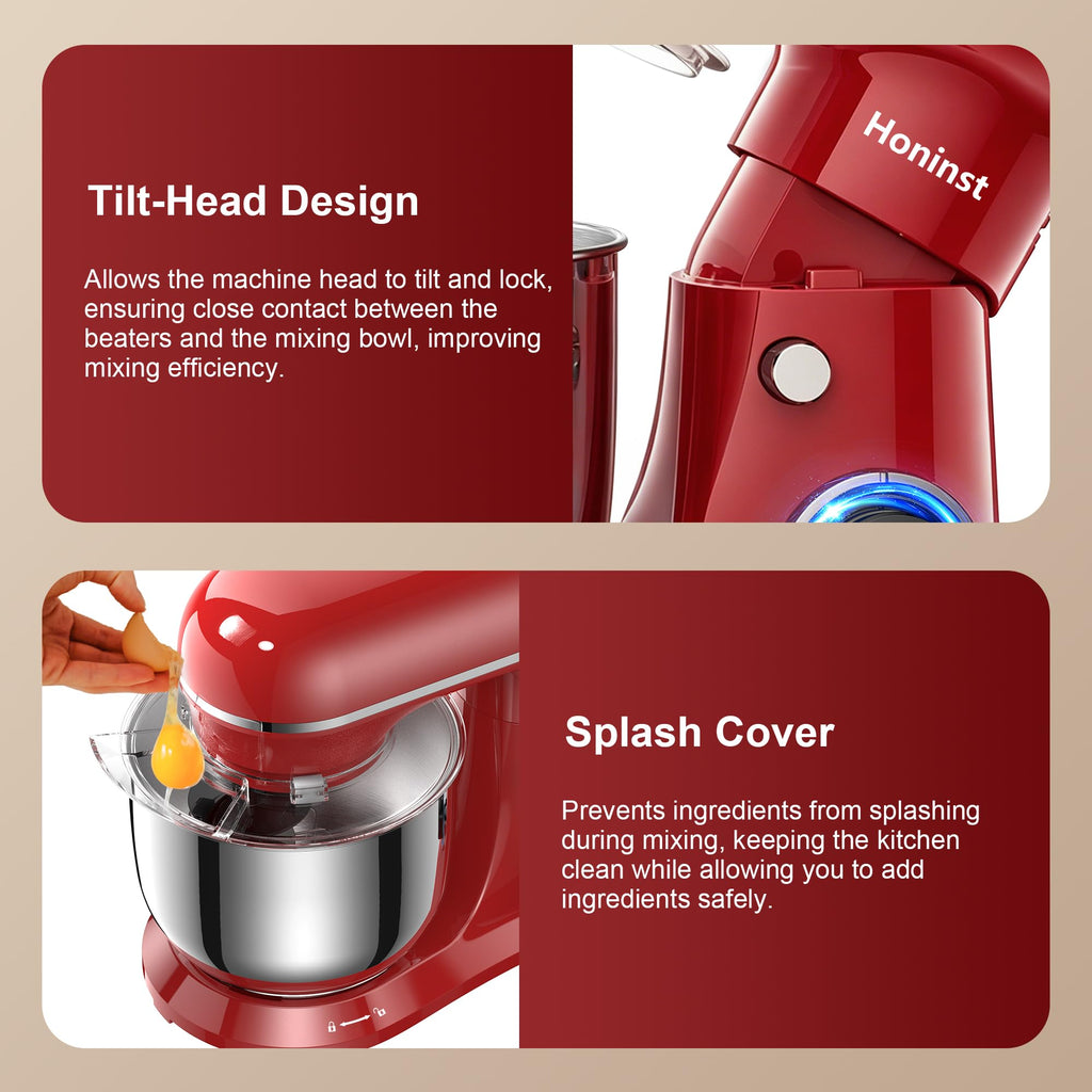 4QT Electric Stand Mixer, 10-Speed Tilt-Head Compact Kitchen Mixer