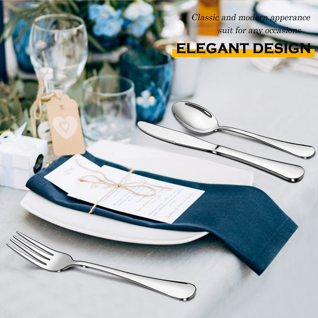 66-Piece Silverware Set with Serving Utensils, Stainless Steel Silverware Flatware Set for 12, Elegant Cutlery