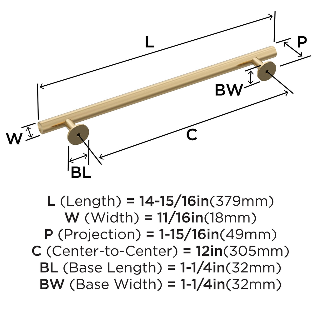 12" Radius Champagne Bronze Appliance Pull