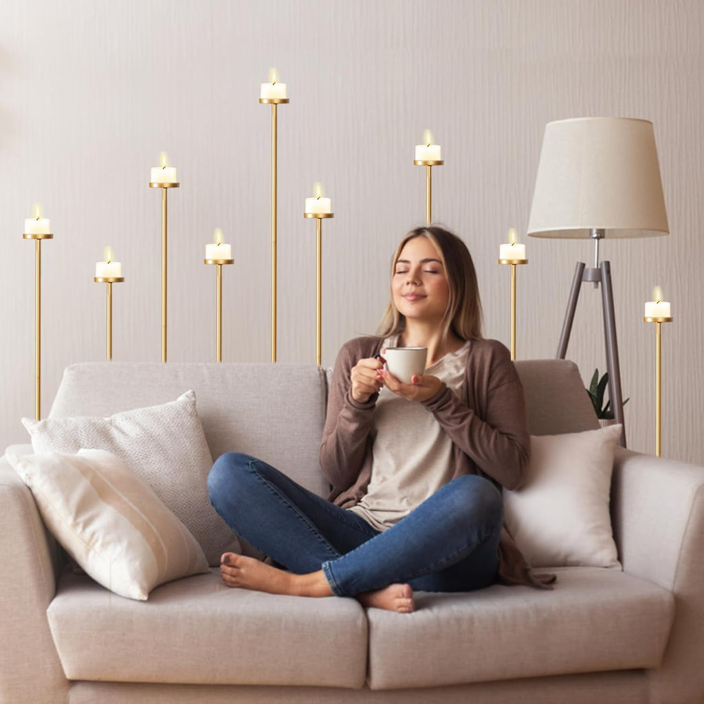 60'' Floor Candelabra Holder for 9 Arm Candlesticks,Tall Candle Holders, Gold Metal Candle Stick Holders for Pillar
