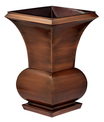 Tall Outdoor Planter with Drainage Tray - 26" Large Antique Copper Square Flower Pot with Removable Insert - Indoor