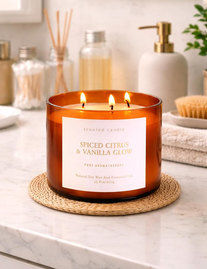 Spiced Citrus Vanilla 3-Wick Fall Scented Large Soy Candle 15.8oz