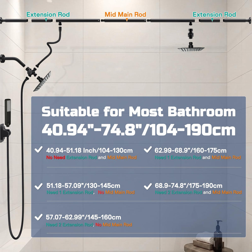 Tandem Dual Shower Head System for Couples - Matte Black