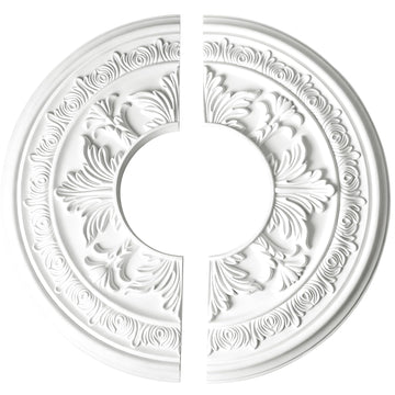 15-3/8" Split Ceiling Medallion, White Primed Light Fixture Canopy, Decorative Ceiling Rosette for Chandeliers &