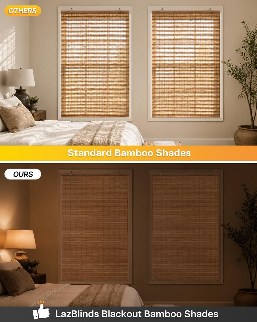 Blackout Bamboo Roller Shades, 36" x 72", Squirrel