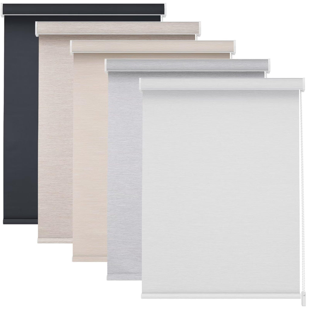Size Custom Corded Roller Shades, Blackout Roller Window Blinds with Thermal Insulated, Easy Installation Brown