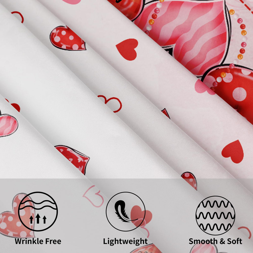 Valentine's Day Tablecloth Round 70 Inch Pink Love Hearts Table Cloth Farmhouse Valentines Table Cover Dinner Room