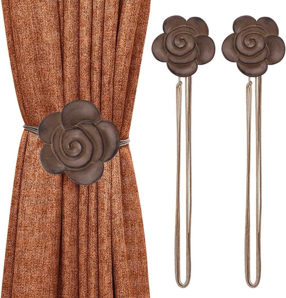 Magnetic Curtain Tieback, Vintage Curtain Holdback, Resin Flower Curtain Ties with Rope Drapery Retro Window Curtain