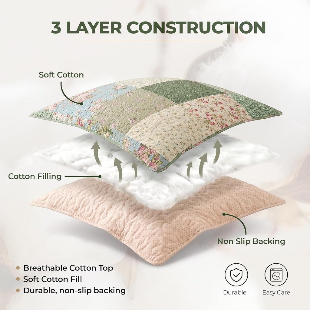 Boho Patchwork Cotton Quilted Couch Cover for 3 Cushion Couch Floral Print Sofa Cover for Dogs Non Slip Backing