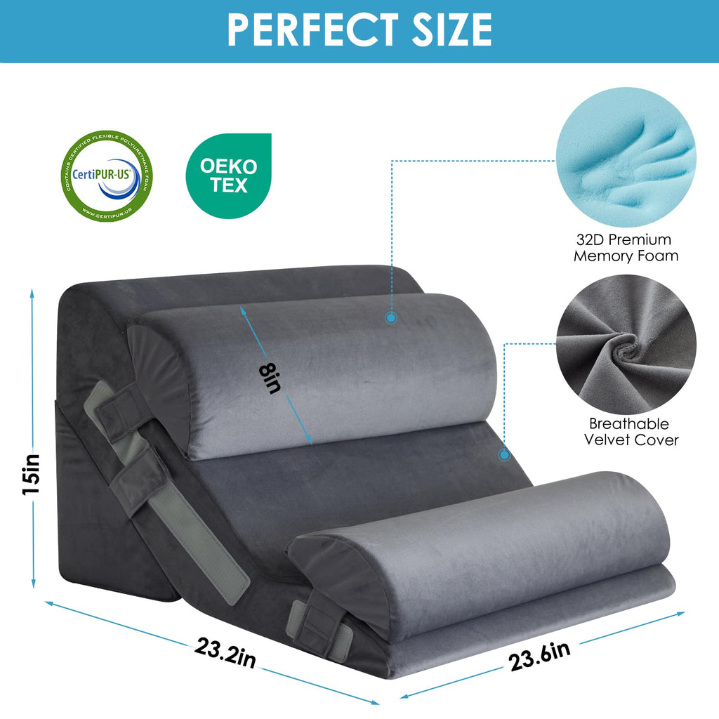 Wedge Pillow Set for After Surgery, Bed Wedge, 4PCS, Grey