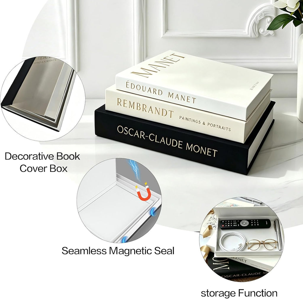 Decorative Faux Books Storage Box, Modern Stacked Books for Shelf & Table Decor, Multi-Functional Ornament for Photo