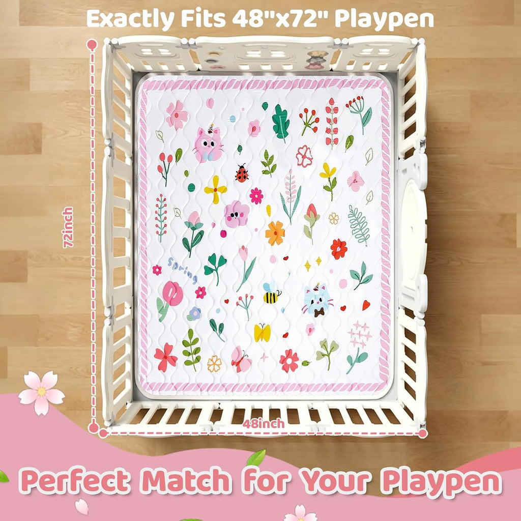 Baby Play Mat for Floor, 72'' x 48'' Thicken Foam Soft Padded Mat for Baby, Playpen Mat for Toddlers Infant Kids