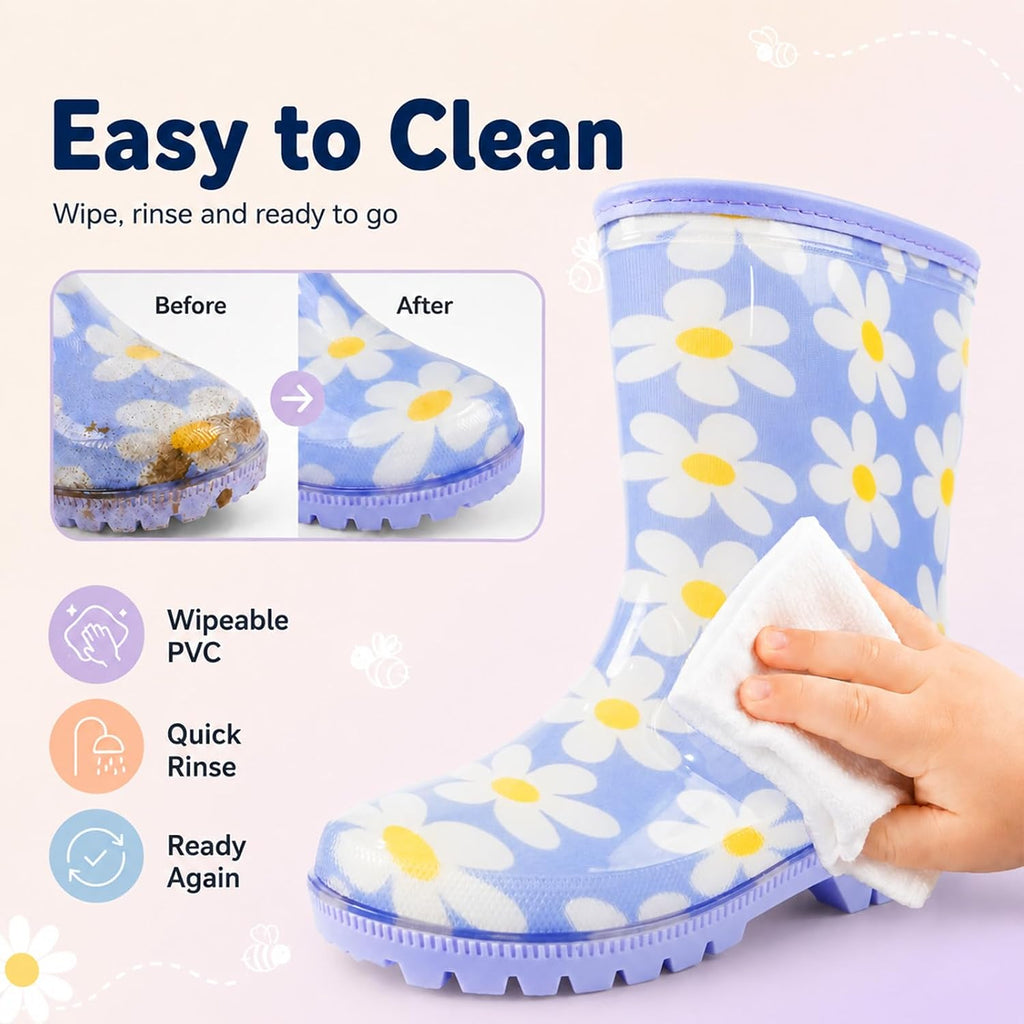 Kids Rain Boots, Fun Design Waterproof Boots