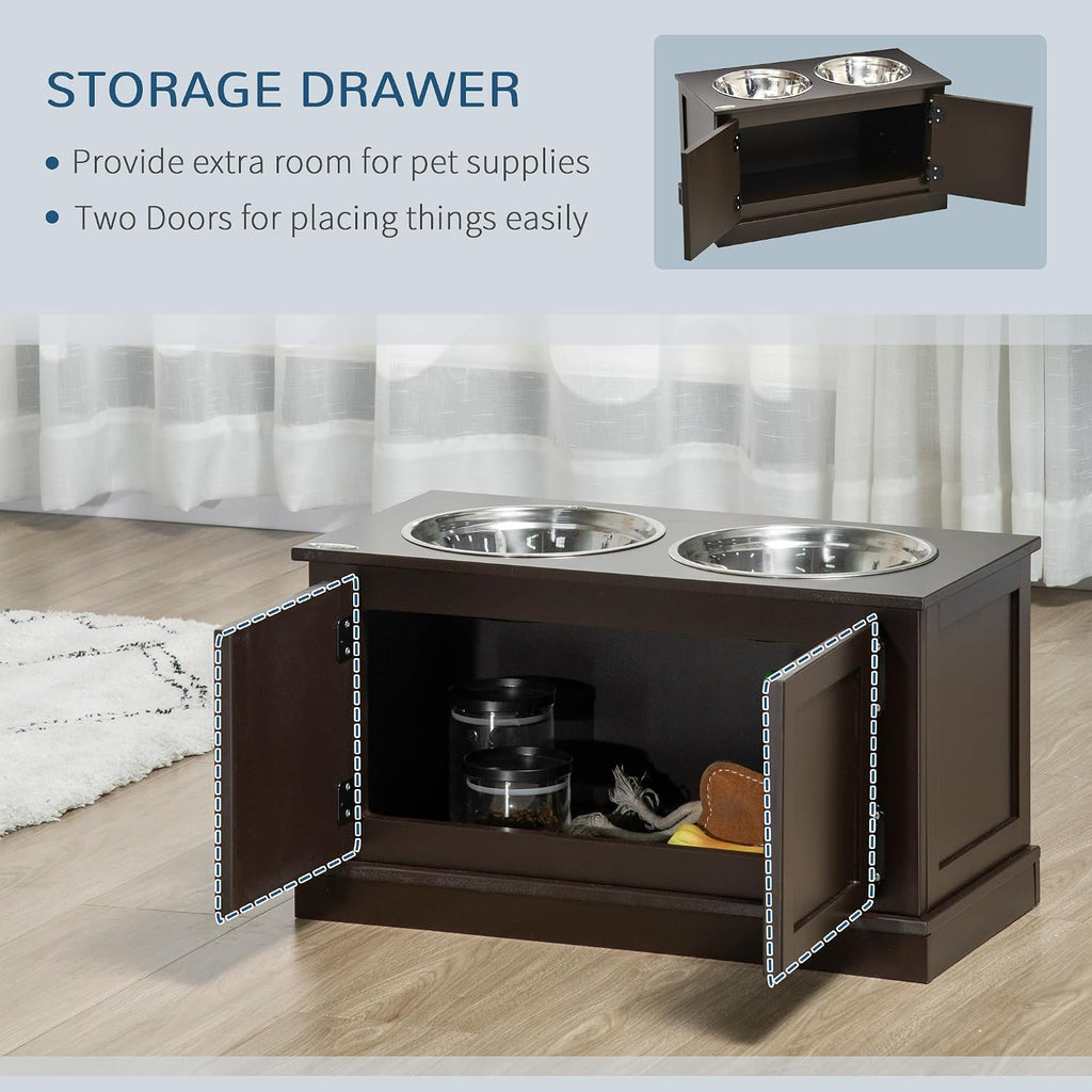 Elevated Dog Bowls for Large Dogs Raised Pet Feeder Station Coffee