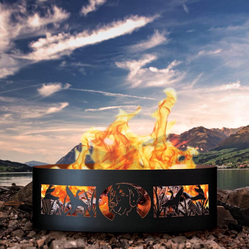 Mans Best Friend Unpainted 12 in. Tall 48 in. Diameter Outdoor Fire Ring with Fire Poker - 48 x 48 x 12
