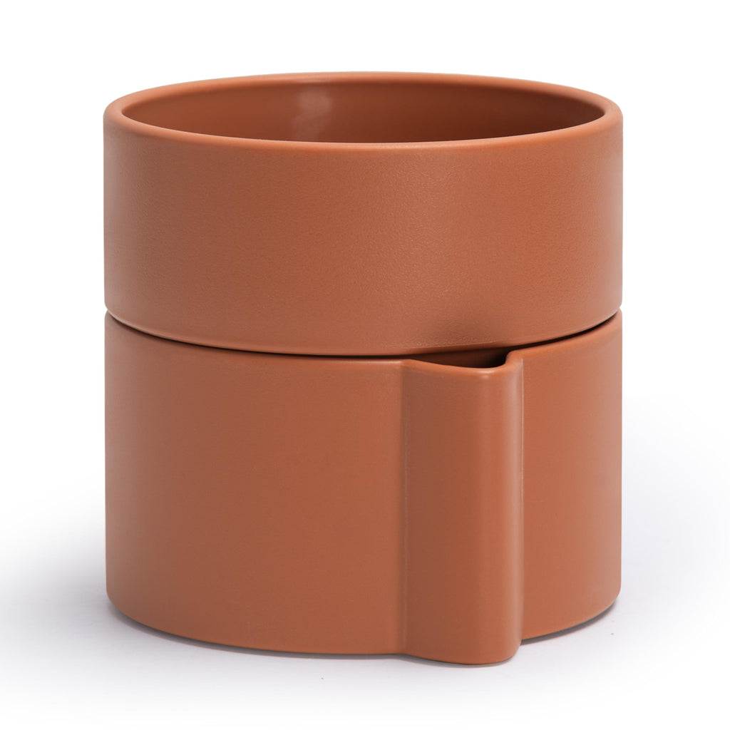 8 Inch Self-Watering Planter Pot with Terracotta Insert, Deep Water Reservoir, and Ceramic-Alike BPA-Free Plastic