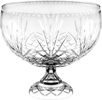 European Crystal - Handmade - Large Centerpiece Footed Bowl -Punch Bowl - 12" D - (12" Diameter) - 270 oz - 8.5
