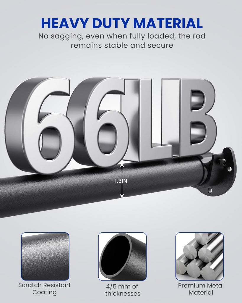 Closet Rod Heavy Duty, 17-84in Stepless Adjuatable Closet Pole